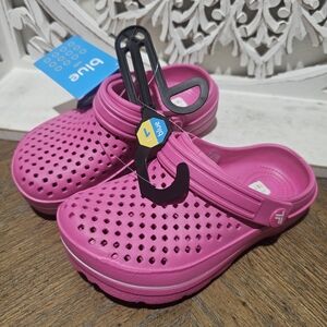NEW Blue Girls Pink Clogs Size 1